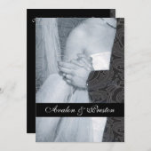 素晴しい子牛皮紙スクロールダマスク織のリボンの招待状 招待状 (正面/裏面)