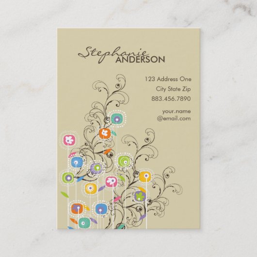 素晴しい花園のお洒落でカラフルな花柄 名刺 (正面)