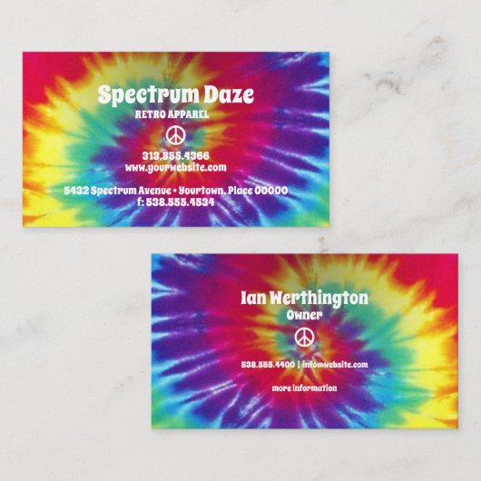 素晴しい虹の絞り染めのヒッピー 名刺 (正面/裏面)