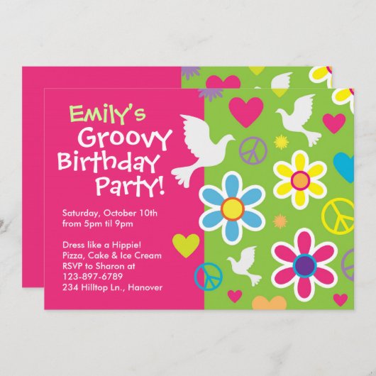 素晴しい60年代のバースデーパーティ招待状 招待状 (正面/裏面)