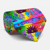 素晴しい70年代のヒッピーのサイケデリックなタイ ネクタイ (ロール)