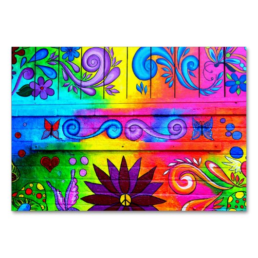 素晴しい70年代のヒッピーのテーブルカード テーブルナンバー (正面)