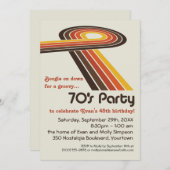 素晴しい70sパーティーを縞で飾ります 招待状 (正面/裏面)