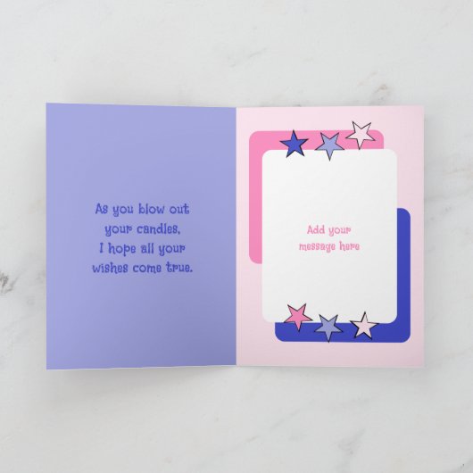 素晴すごいらしい姪のピンクと紫の誕生日 カード (内部)