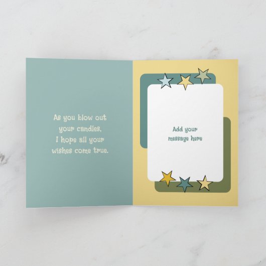 素晴すごいらしい甥の緑と青の誕生日 カード (内部)