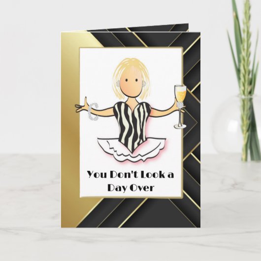 素晴らしいおもしろいグラマラス金ゴールドモダン誕生日 カード (正面)