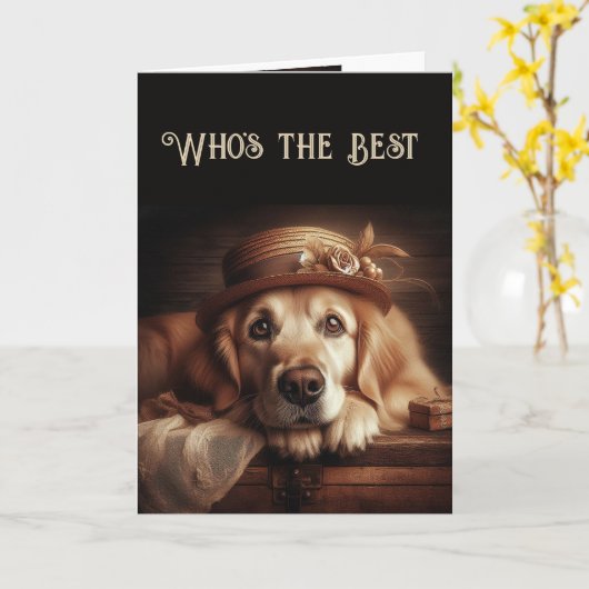 素晴らしいおもしろい犬になる カード (黄色い花)