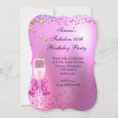 素晴らしいきらめくライトピンクハイヒール誕生日2 招待状 (裏面)