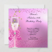 素晴らしいきらめくライトピンクハイヒール誕生日 招待状 (裏面)