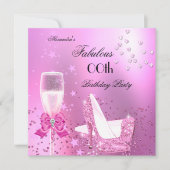素晴らしいきらめくライトピンクヒール誕生日 招待状 (正面)