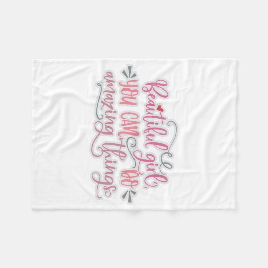 素晴らしいことができる美しい女の子 フリースブランケット (正面(横))