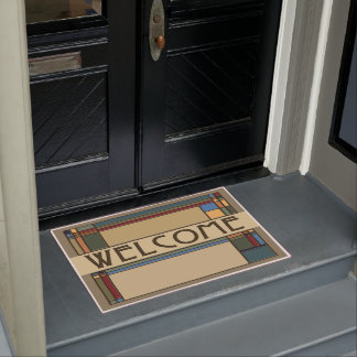 素晴らしいはっきりした秋アーツ&クラフツ幾何学模様 ドアマット