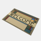 素晴らしいはっきりした秋アーツ&クラフツ幾何学模様 ドアマット (アングル)