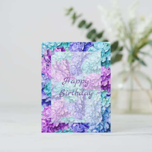 素晴らしいアジサイの花の誕生日カード ポストカード (スタンド正面)