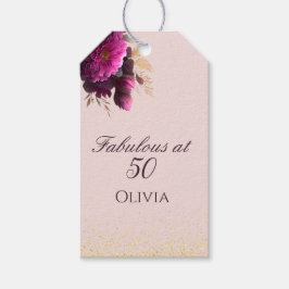 素晴らしいアット50赤面ピンク金ゴールドグリッター誕生日 ギフトタグ