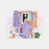 素晴らしいアニメの部屋、女の子、化粧 フリースブランケット (正面(横))