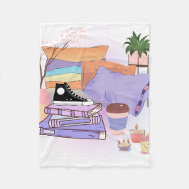 素晴らしいアニメの部屋、女の子、化粧 フリースブランケット