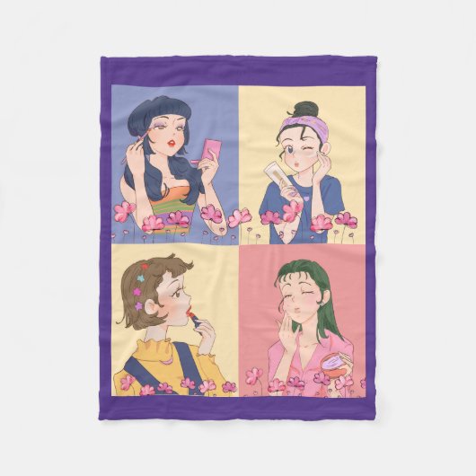 素晴らしいアニメ，女の子，化粧 フリースブランケット (正面)