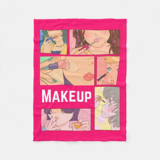 素晴らしいアニメ，女の子，化粧 フリースブランケット (正面)