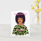 素晴らしいアフリカ系アメリカ人女性ハッピーバースデー車 カード (黄色い花)