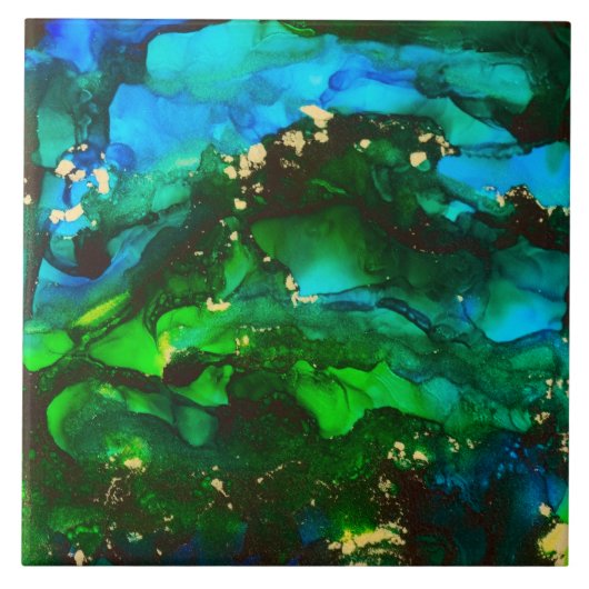 素晴らしいアルコールインク絵画 タイル (正面)