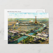 素晴らしいアンティーク 1900年パリのパノラマ景観リトグラフ ポストカード (正面/裏面)