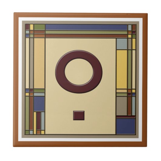 素晴らしいアート&クラフツジオメトリックイニシャルO タイル (正面)