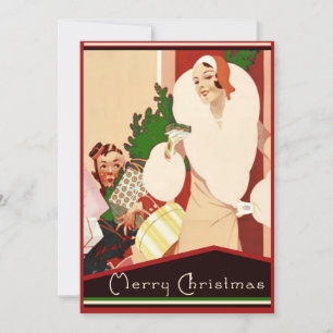 素晴らしいアールデコメリークリスマス シーズンカード