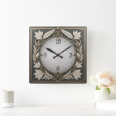 素晴らしいアールデコ スクエア壁時計 (ホーム)