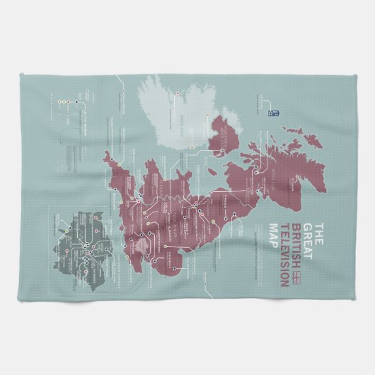 素晴らしいイギリスのテレビの地図のふきん キッチンタオル (横)