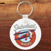 素晴らしいウェールズのレトロスタイル旅行パッチ キーホルダー (正面)