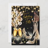 素晴らしいエスニック誕生日金ゴールドクリームシャンパン 招待状 (正面)