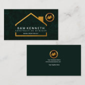 素晴らしいエメラルドグリーンのグランジな金ゴールドの家の建築業者 名刺 (正面/裏面)