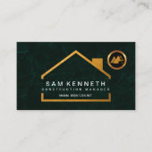 素晴らしいエメラルドグリーンのグランジな金ゴールドの家の建築業者 名刺 (正面)