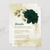 素晴らしいエメラルドグリーンアイボリー金ゴールド花囲い エンクロージャーカード (正面/裏面)