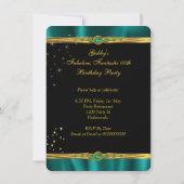 素晴らしいエメラルドグリーン金ゴールドハイトバースデーパーティー 招待状 (裏面)