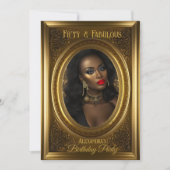 素晴らしいエレガント写真の誕生日パーティオールド金ゴールド 招待状 (正面)