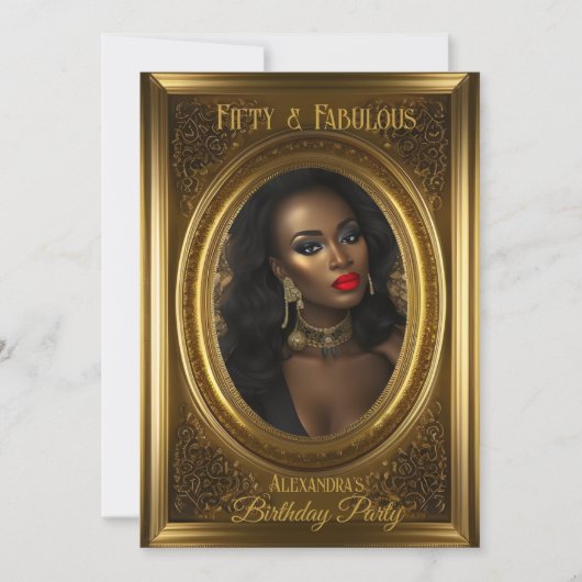 素晴らしいエレガント写真の誕生日パーティオールド金ゴールド 招待状 (正面)