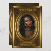 素晴らしいエレガント写真の誕生日パーティオールド金ゴールド 招待状 (正面/裏面)