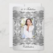 素晴らしいエレガント50ダイヤモンドジェムシルバーホワイト写真 招待状 (正面)