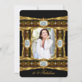 素晴らしいエレガント50ダイヤモンドジェム金ゴールドブラックフォト8 招待状 (正面)