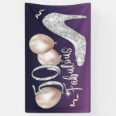 素晴らしいエレガント50パープルガール50誕生日 横断幕 (縦)