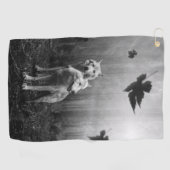 素晴らしいオオカミの白黒の葉私たち一人 ゴルフタオル (横)