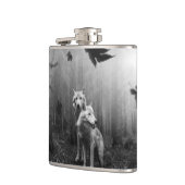 素晴らしいオオカミの白黒の葉私たち一人 フラスク (左)