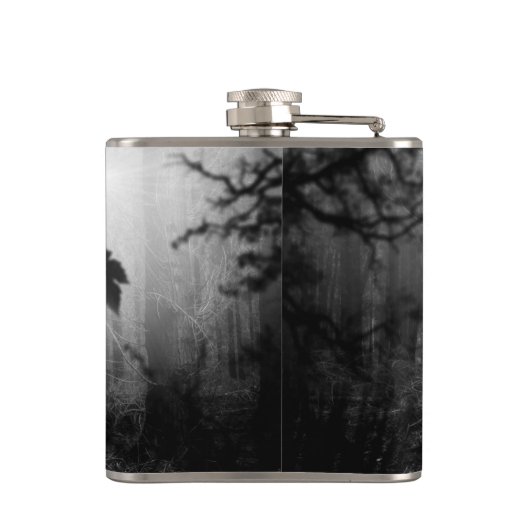 素晴らしいオオカミの白黒の葉私たち一人 フラスク (裏面)