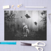 素晴らしいオオカミの白黒の葉私たち一人 薄葉紙 (クラフト)