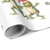 素晴らしいカエルのクリスマスホリデーオンホワイト ラッピングペーパー (ロールコーナー)