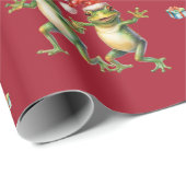 素晴らしいカエルのクリスマスホリデーオンレッドラッピング ラッピングペーパー (ロールコーナー)