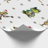 素晴らしいカエルのジャズバンドクリスマスホリデーオンホワイト ラッピングペーパー (角)