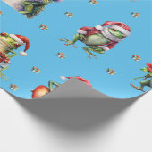 素晴らしいカエルのロックバンドクリスマスホリデーオンブルー ラッピングペーパー (角)